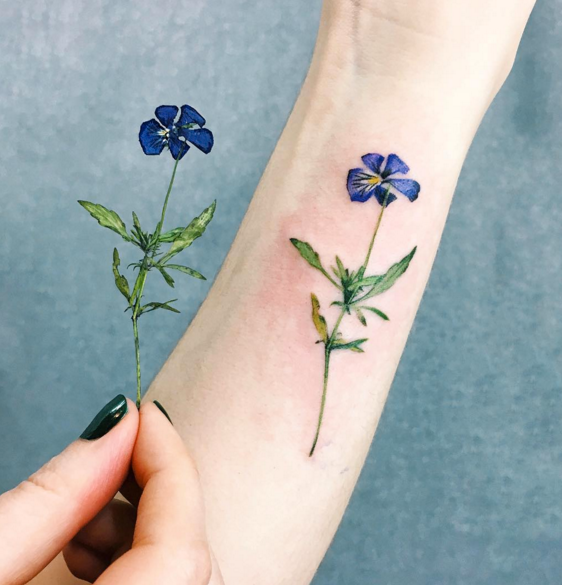 Black and Grey Forget Me Not Flowers Tattoo Idea  BlackInk